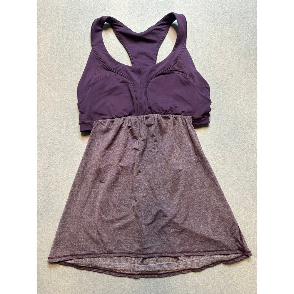 Lululemon Purple Racerback Tank Top Built In Sports Bra Heathered Yoga Gym - 115